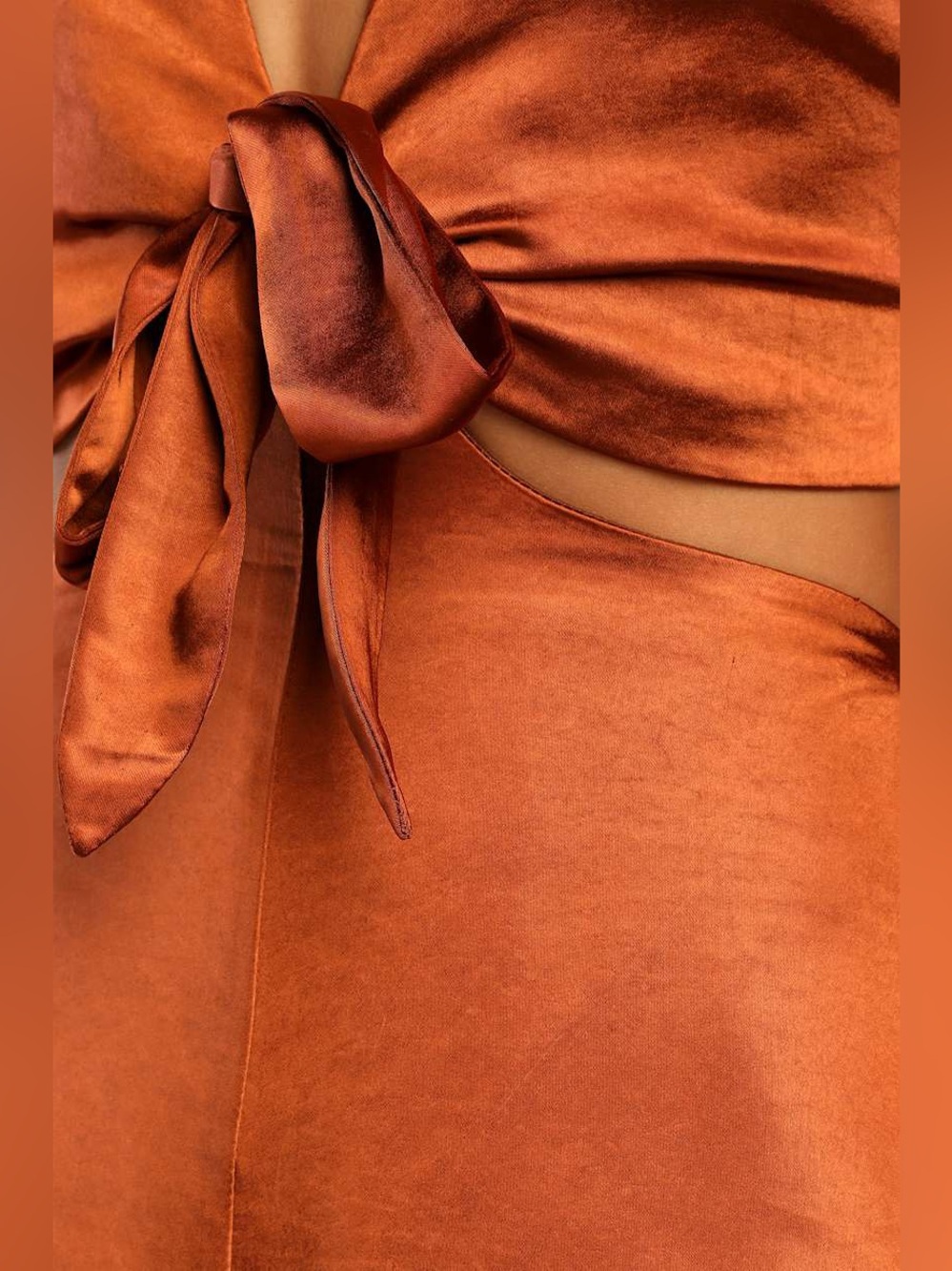 Lulus | Flirt For Fun Rust Brown Tie-Front Two-Piece Wide-Leg Jumpsuit, XS - Picture 4 of 11
